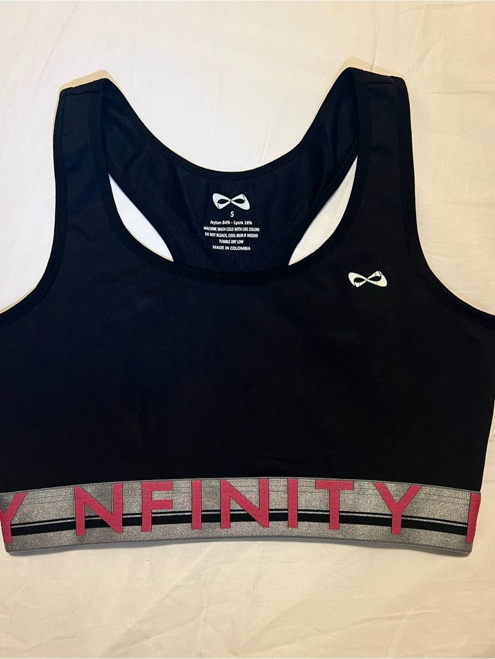 Nfinity Flex Sports Bra — Black with Pink Accent